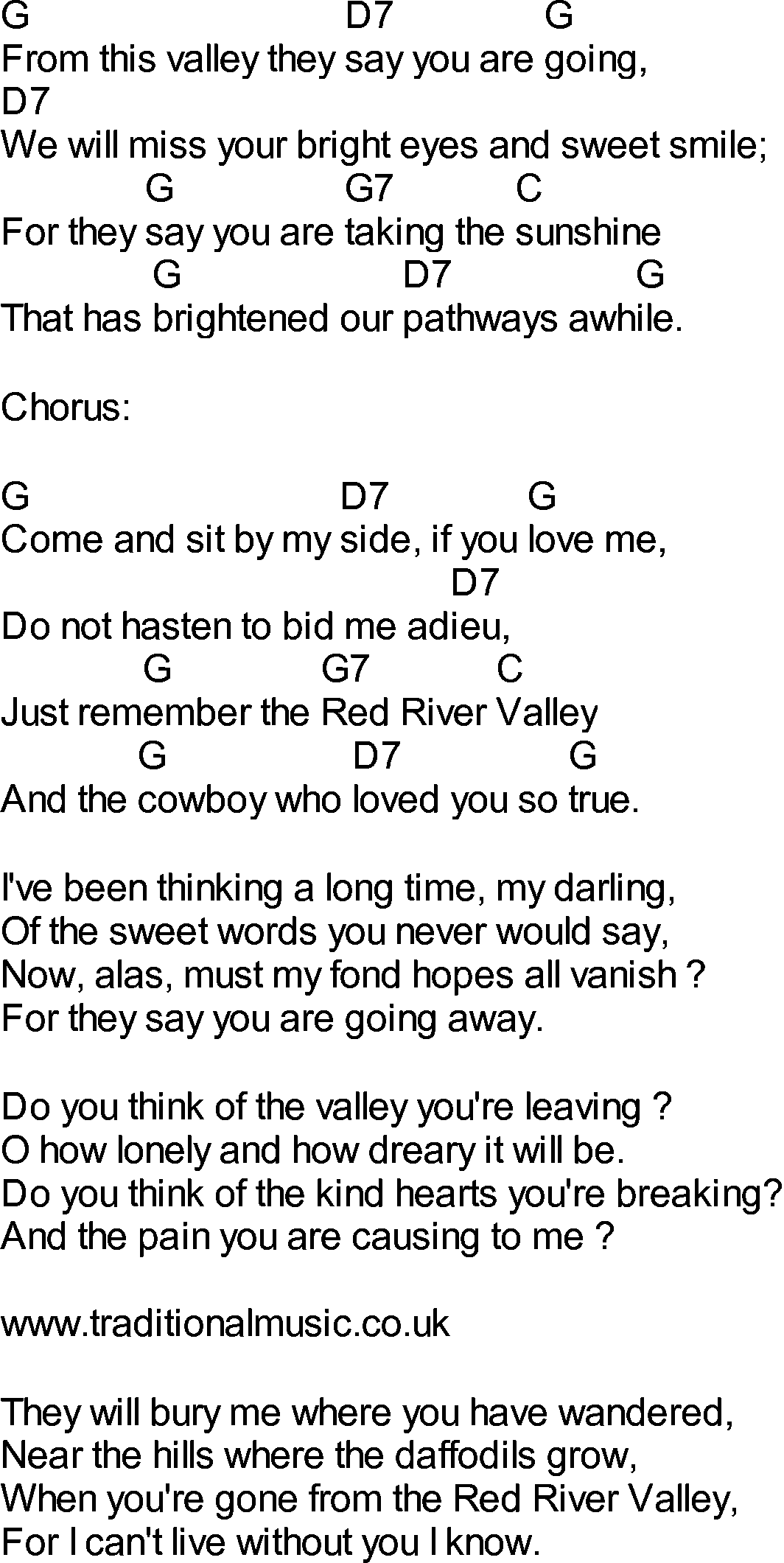 Bluegrass songs with chords - Red River Valley